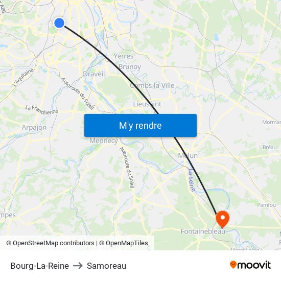 Bourg-La-Reine to Samoreau map