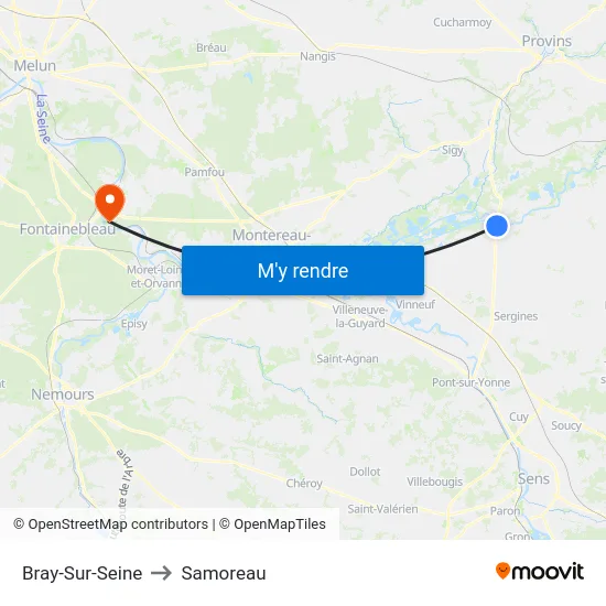 Bray-Sur-Seine to Samoreau map
