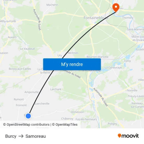 Burcy to Samoreau map