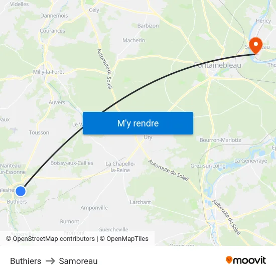Buthiers to Samoreau map