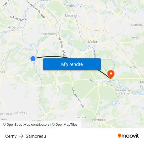 Cerny to Samoreau map