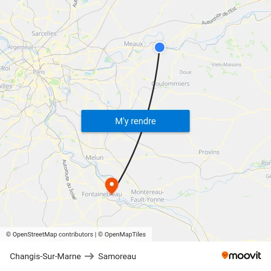 Changis-Sur-Marne to Samoreau map