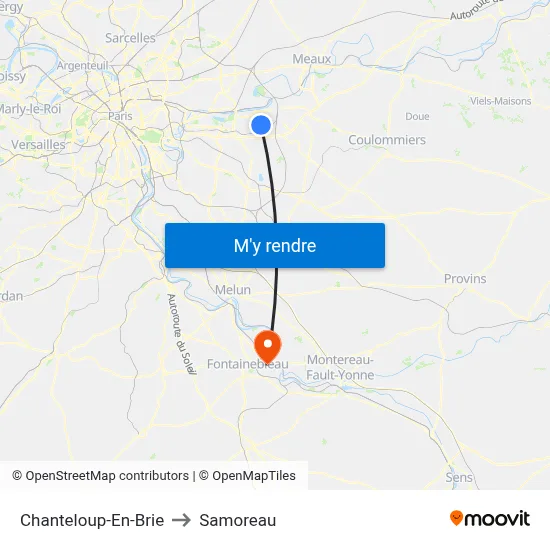 Chanteloup-En-Brie to Samoreau map