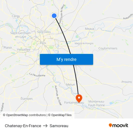 Chatenay-En-France to Samoreau map