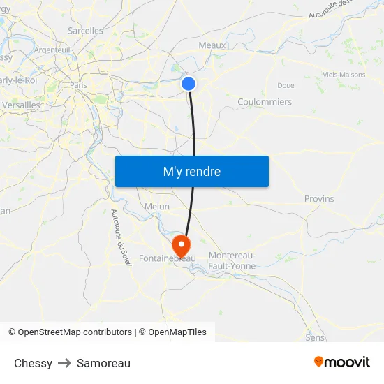 Chessy to Samoreau map