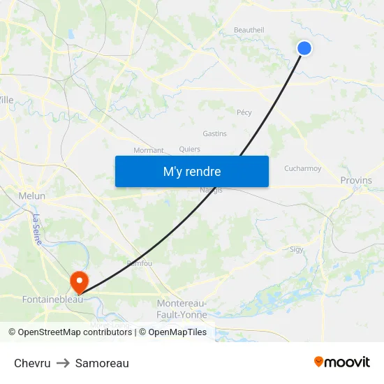 Chevru to Samoreau map