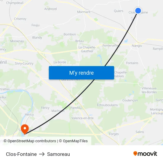 Clos-Fontaine to Samoreau map
