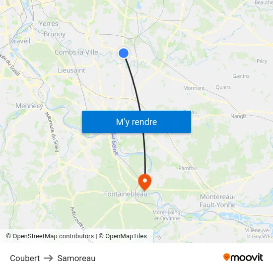 Coubert to Samoreau map