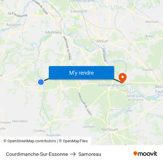 Courdimanche-Sur-Essonne to Samoreau map