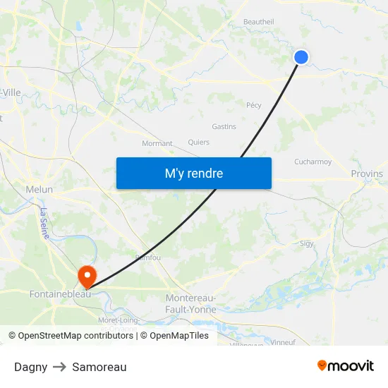 Dagny to Samoreau map