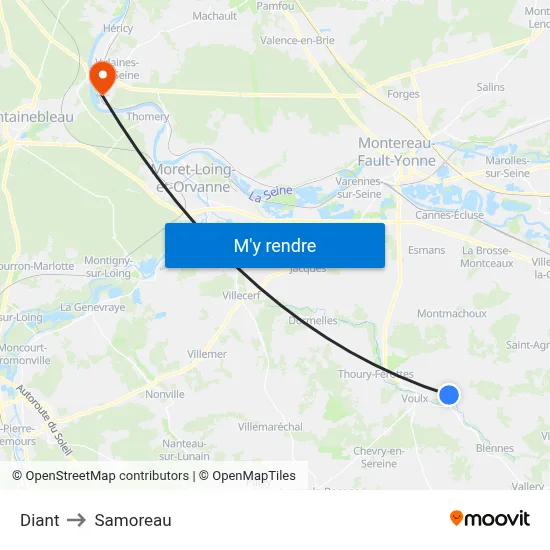 Diant to Samoreau map