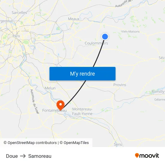 Doue to Samoreau map