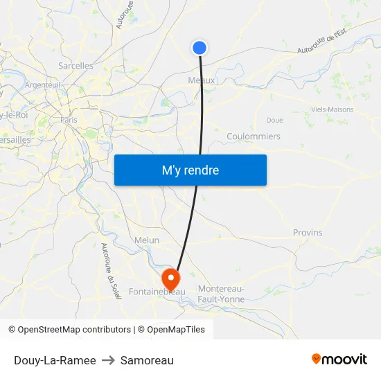Douy-La-Ramee to Samoreau map