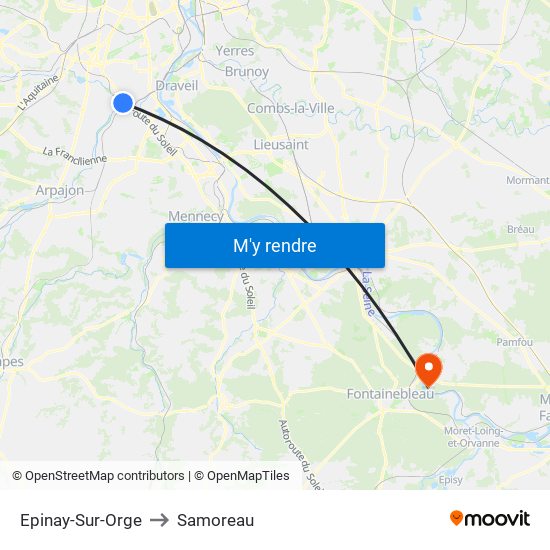 Epinay-Sur-Orge to Samoreau map