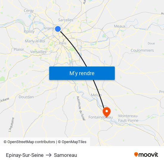 Epinay-Sur-Seine to Samoreau map