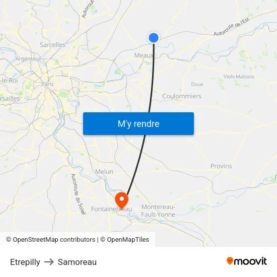 Etrepilly to Samoreau map