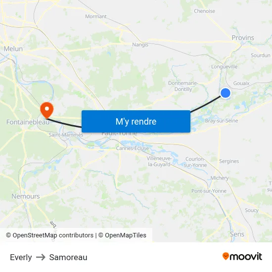 Everly to Samoreau map