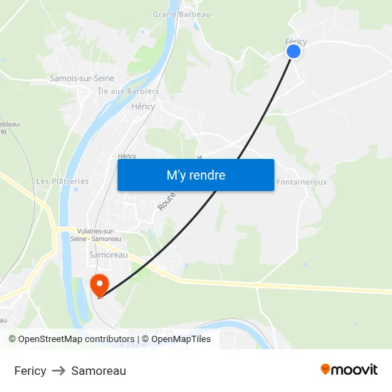 Fericy to Samoreau map