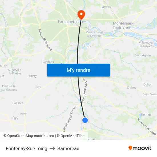 Fontenay-Sur-Loing to Samoreau map