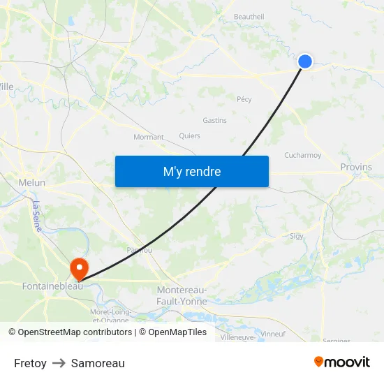 Fretoy to Samoreau map