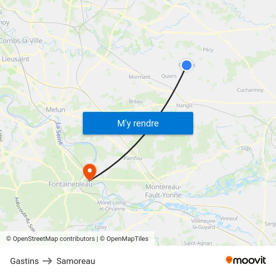 Gastins to Samoreau map