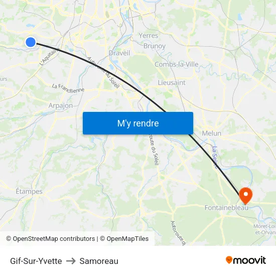 Gif-Sur-Yvette to Samoreau map