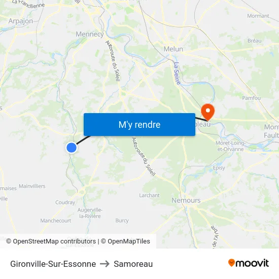 Gironville-Sur-Essonne to Samoreau map