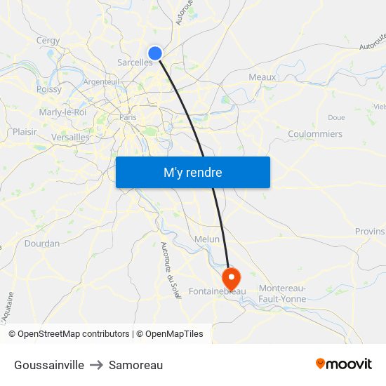 Goussainville to Samoreau map