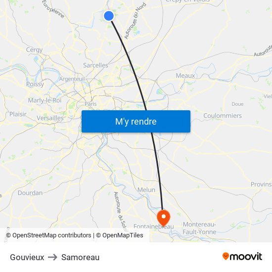 Gouvieux to Samoreau map