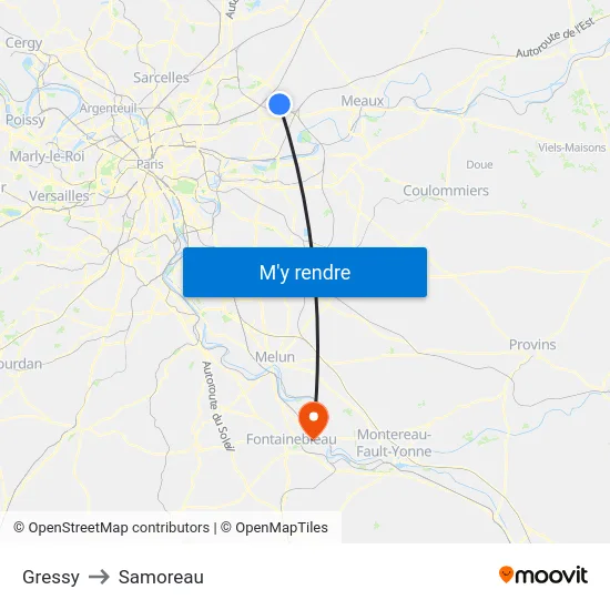 Gressy to Samoreau map