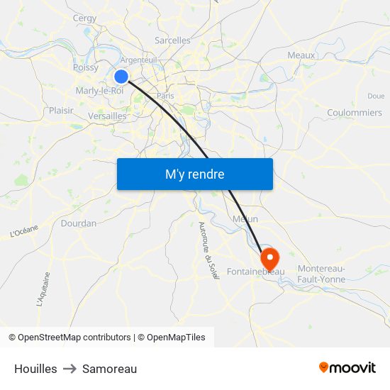 Houilles to Samoreau map