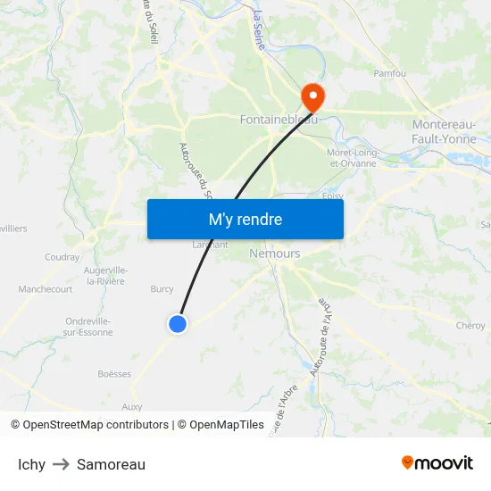 Ichy to Samoreau map
