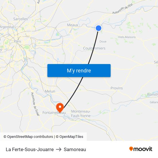 La Ferte-Sous-Jouarre to Samoreau map