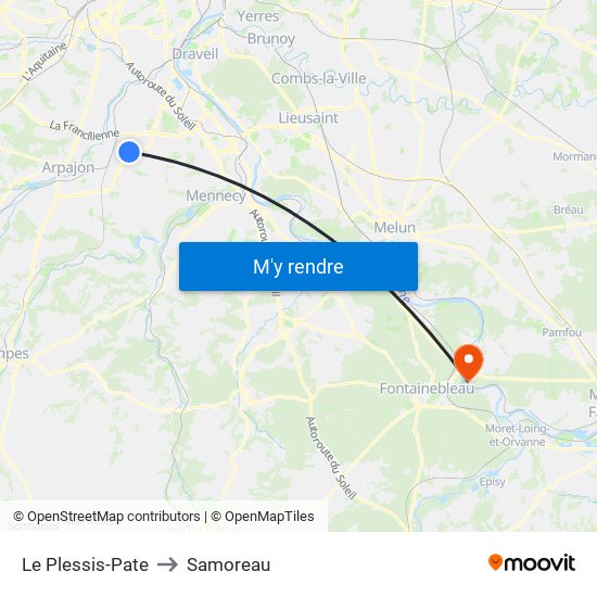 Le Plessis-Pate to Samoreau map