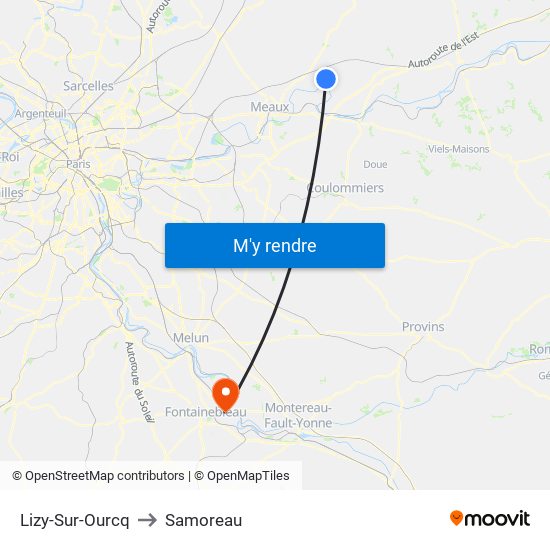 Lizy-Sur-Ourcq to Samoreau map