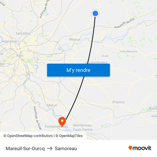 Mareuil-Sur-Ourcq to Samoreau map