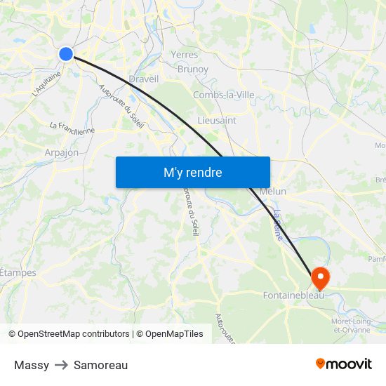 Massy to Samoreau map