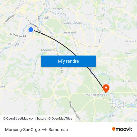 Morsang-Sur-Orge to Samoreau map