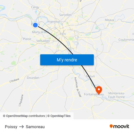 Poissy to Samoreau map