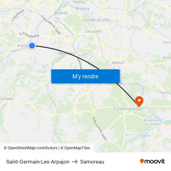Saint-Germain-Les-Arpajon to Samoreau map