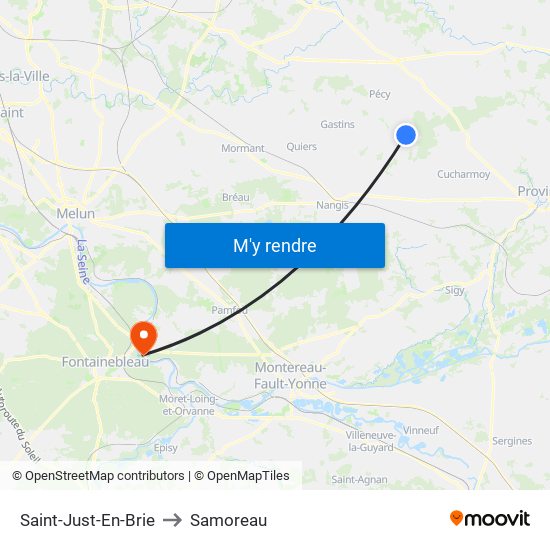 Saint-Just-En-Brie to Samoreau map