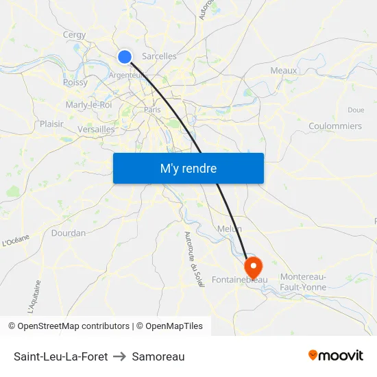 Saint-Leu-La-Foret to Samoreau map