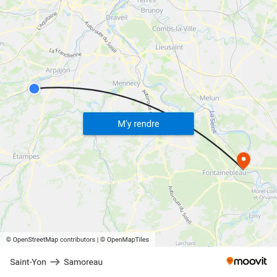 Saint-Yon to Samoreau map