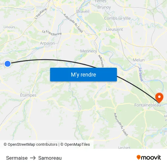 Sermaise to Samoreau map