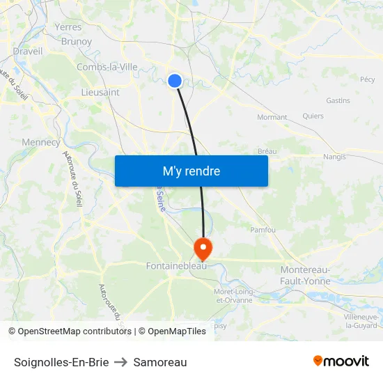 Soignolles-En-Brie to Samoreau map
