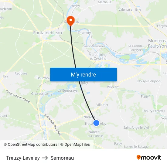 Treuzy-Levelay to Samoreau map