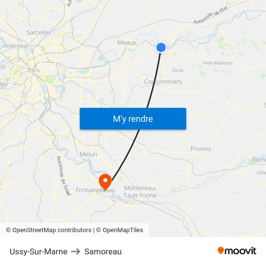 Ussy-Sur-Marne to Samoreau map