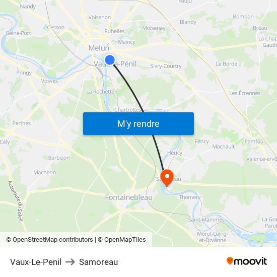 Vaux-Le-Penil to Samoreau map