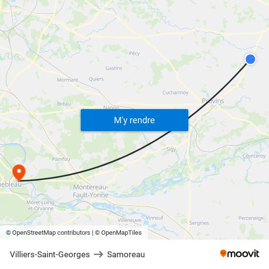 Villiers-Saint-Georges to Samoreau map