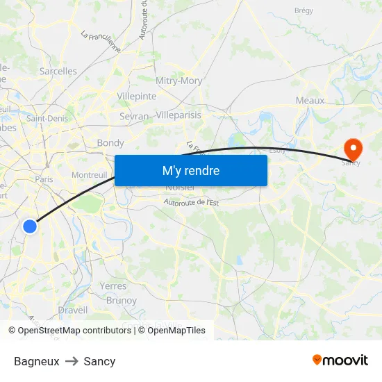 Bagneux to Sancy map
